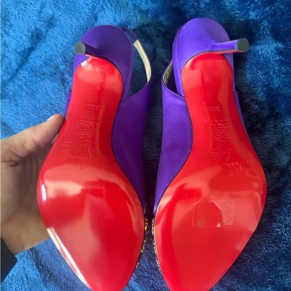 Louboutin BRAND NEW w Box Satin & Swarovski Heels - Picture 2 of 5